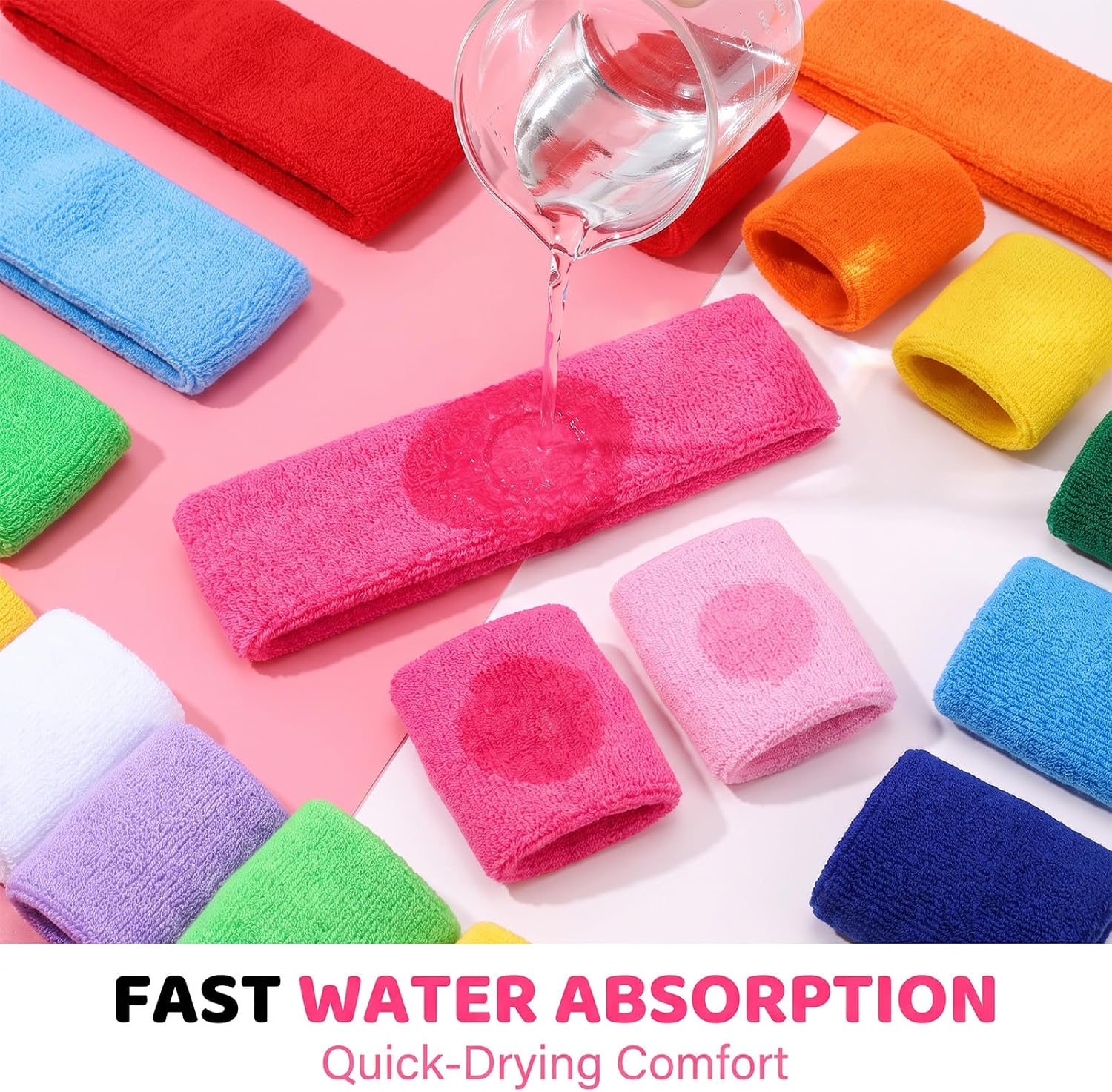 36 Pcs Neon Sweatbands Set, 80s Sweat Bands for Sports, 12 Headbands with 24 Wristbands, Polyester, Multicolor for Men Women