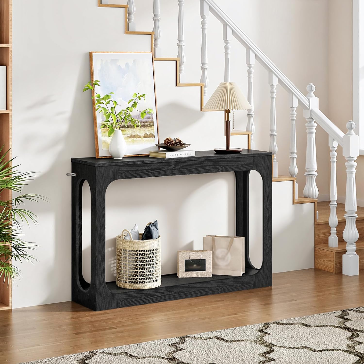 47.2" Long Console Table, Entryway Table, Hallway Table, 2-Tier Behind Couch Table, Corridor Decor Stand, Narrow Rectangular with Storage for Living Room, Entry, Hallway, Black MXG03BB - Image 4