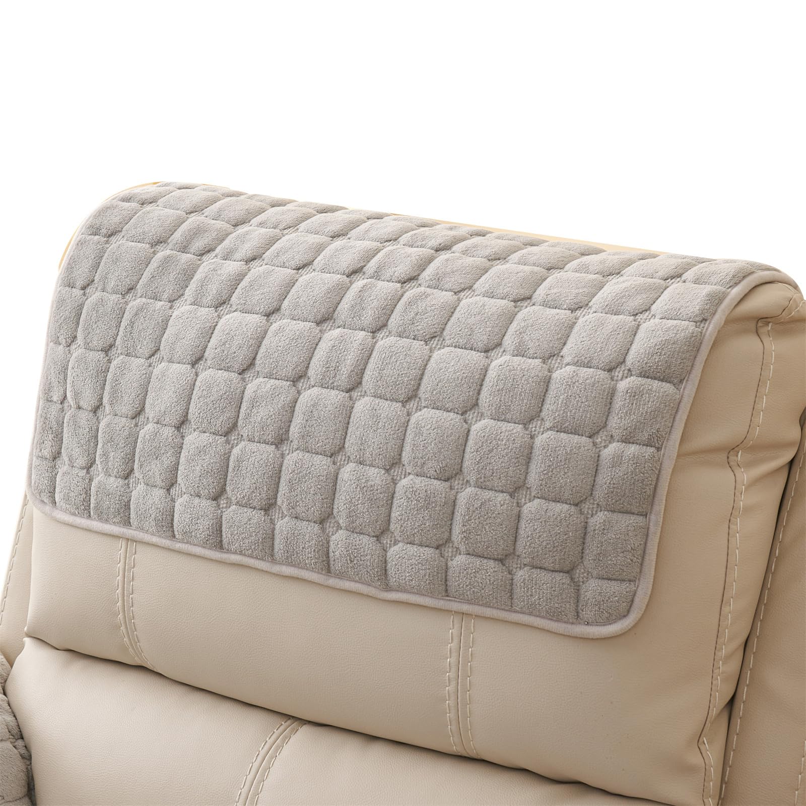 XDKS Anti-Slip Armchair Storage Bag, Headrest Covers for Chair Head Covers Furniture Winter Warm Sofa Headrest Leather Protector (Gray,Headrest) — image 1