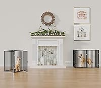 Vista 3 de Vantas Puerta plegable de metal para mascotas sin ensamblaje, puerta de 80" de ancho, puerta para perros de 24" extra alta con puerta de paso