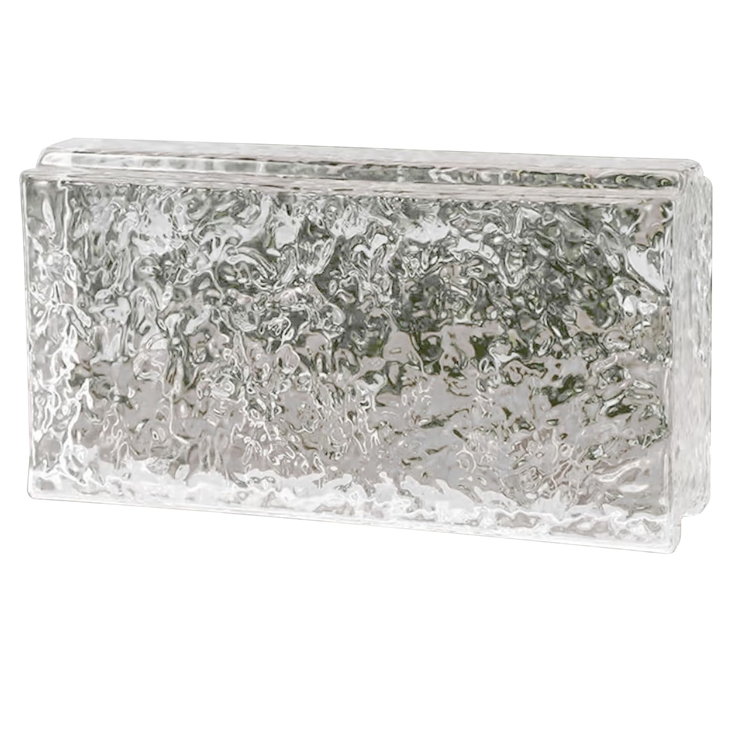 1 Pack-7.9"x3.9"x2" Glass Block with Card Slots-ice Crystal Patterned Rectangular Solid Glass Brick - Used in Building Fields Such as Wall partitions, as Well as for DIY Lighting fixtures, DIY Tables
