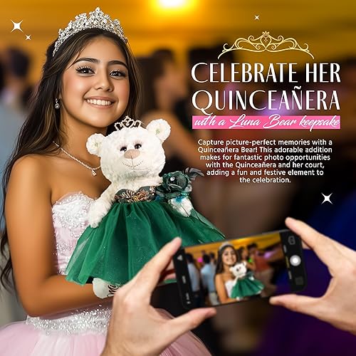 Miniatura 5 de KINNEX COLLECTIONS SINCE 1997 Centro de mesa grande de 20.0 in de oso de peluche de quinceañera - Vestido elegante, regalo de recuerdo de gran