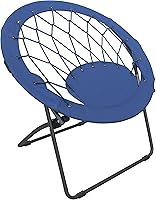 Vista 1 de Zenithen Comfortable Bungee Portable Folding Durable Metal Frame Dish Chair, Perfect for Gaming, Reading, Dorm Rooms, and Bed Rooms, Blue (Pack of 1)