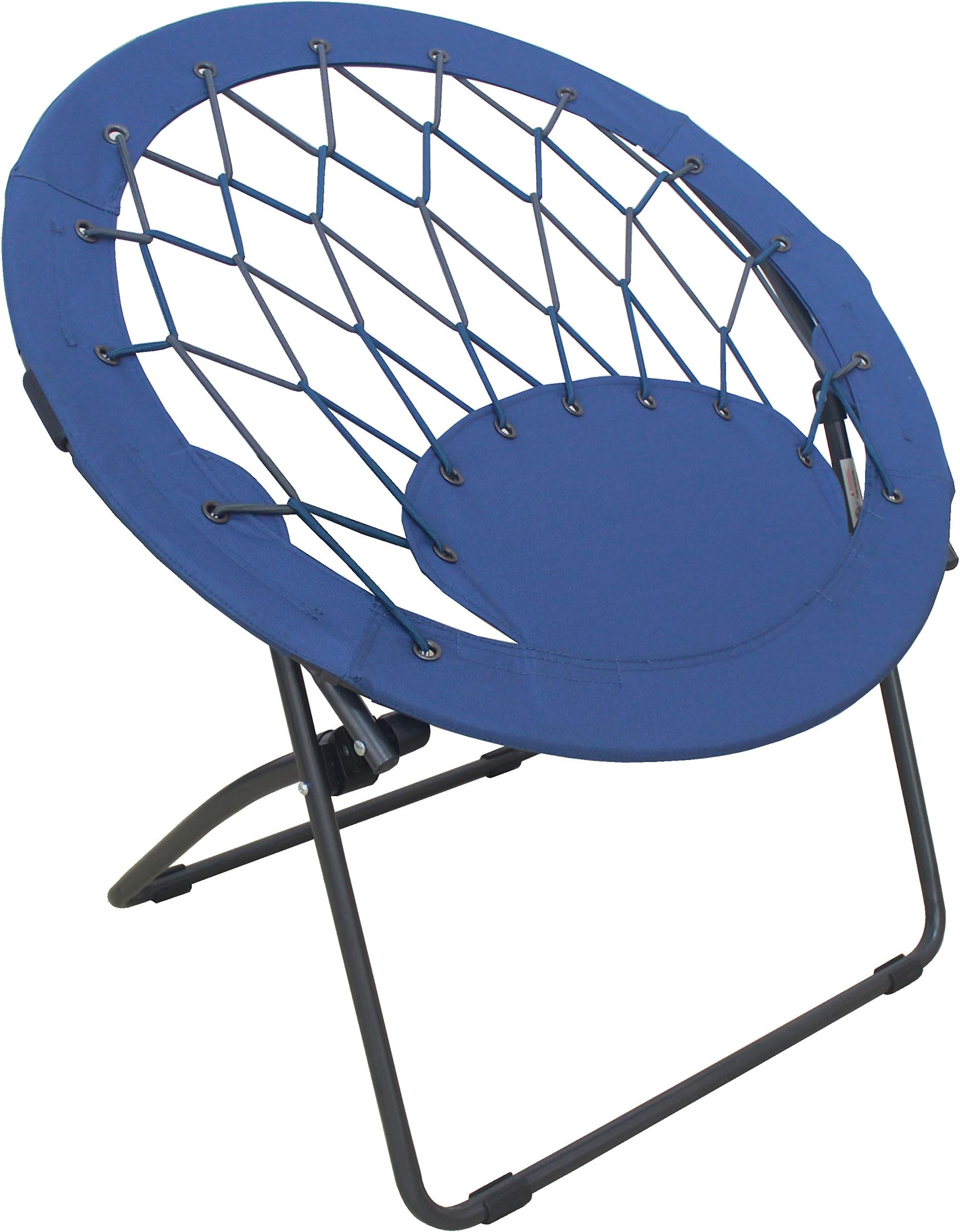 Zenithen Comfortable Bungee Portable Folding Durable Metal Frame Dish Chair, Perfect for Gaming, Reading, Dorm Rooms, and Bed Rooms, Blue (Pack of 1)