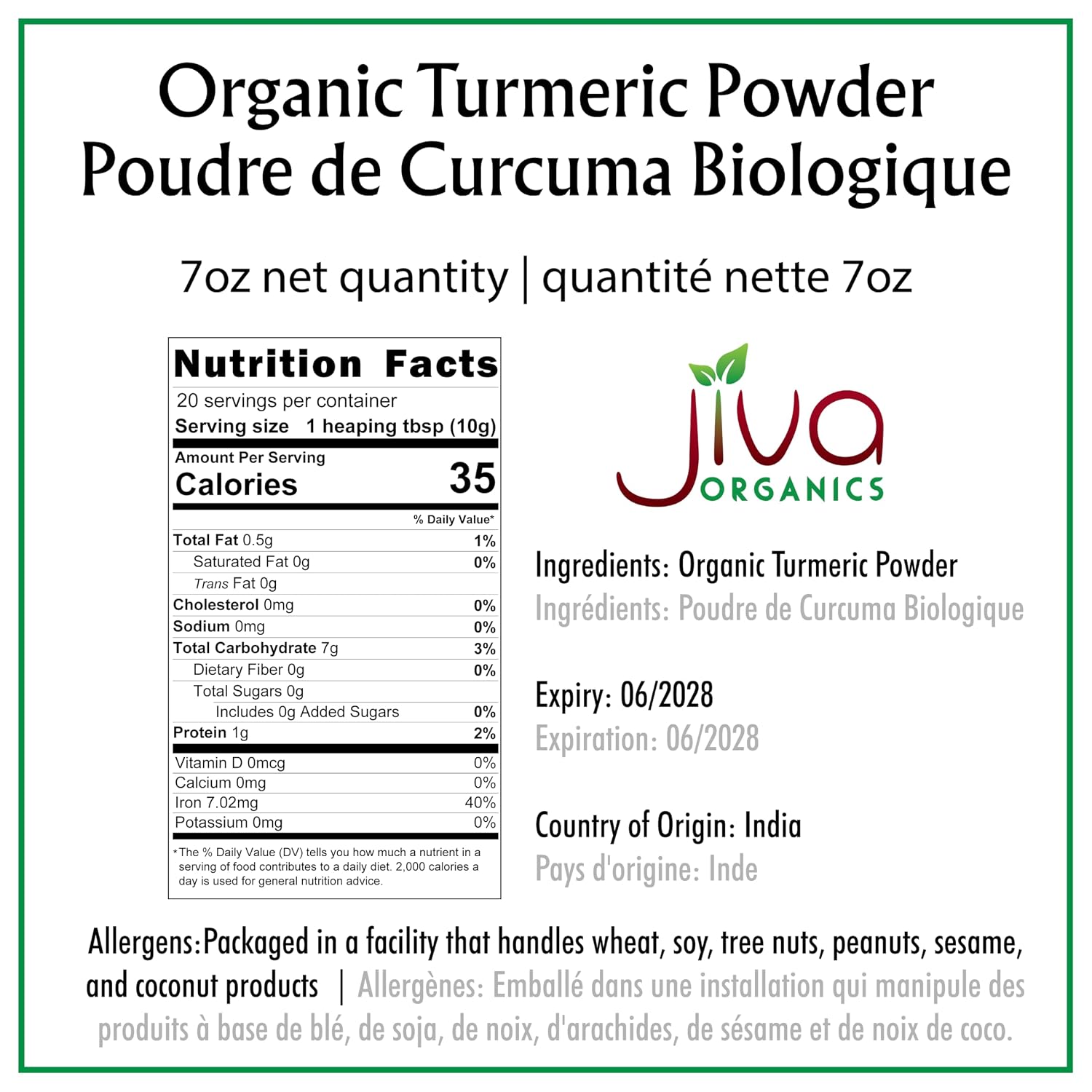 Jiva Organic Turmeric Powder 7 oz - Packaged in Resealable Bag, 100% Raw with Tumeric Powdered Organic, Turmeric Curcumin Powder, Origins from India - Image 2