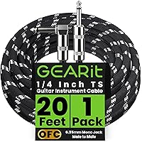 Vista 13 de GEARit Cable para instrumentos de audio (10 pies), ángulo recto a recto de 1/4 de pulgada macho a macho para cable AMP, base y guitarra eléctrica