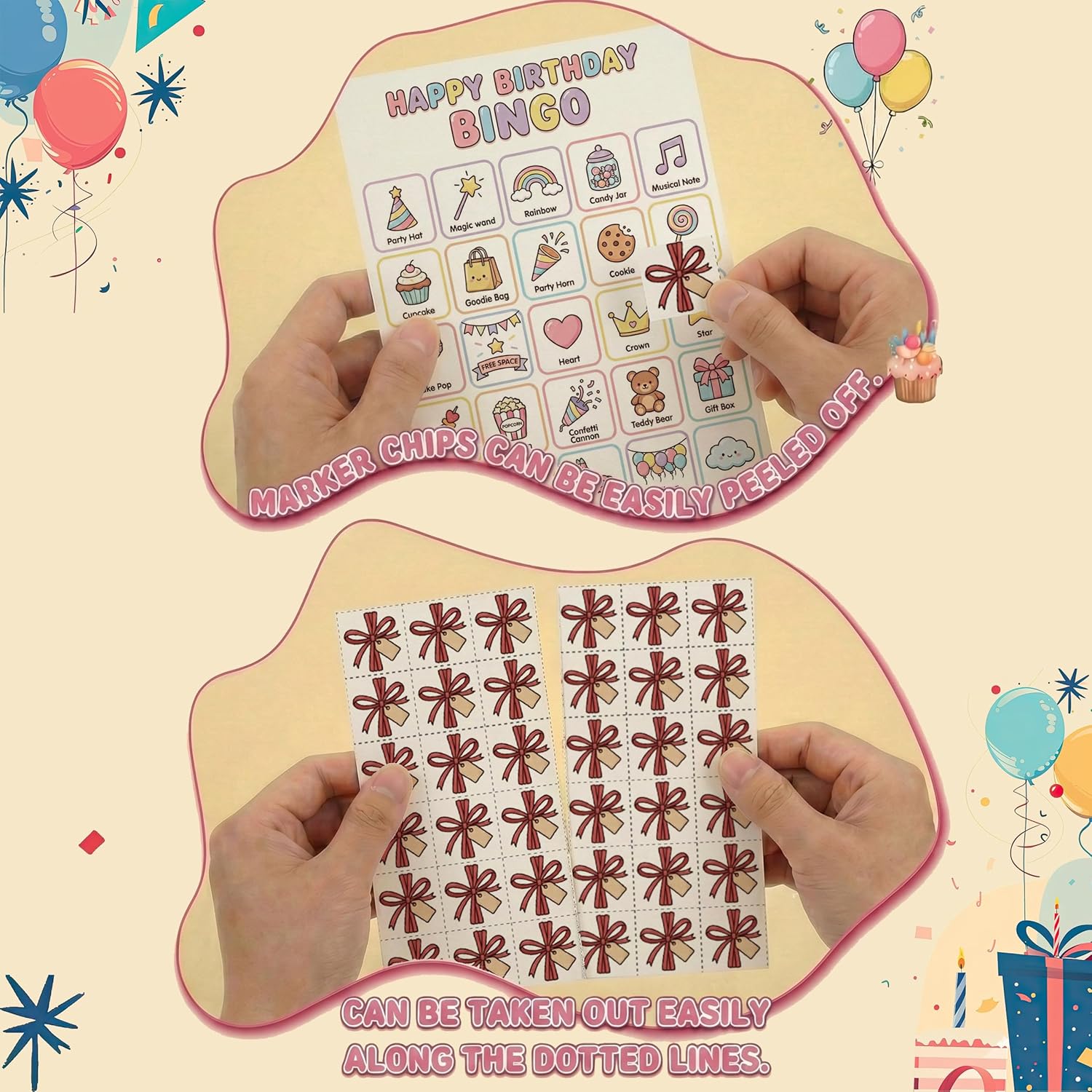 Birthday Bingo Activity Set, Bingo Game for Party Events, Fun Birthday Party Games for Family Celebrations - A01