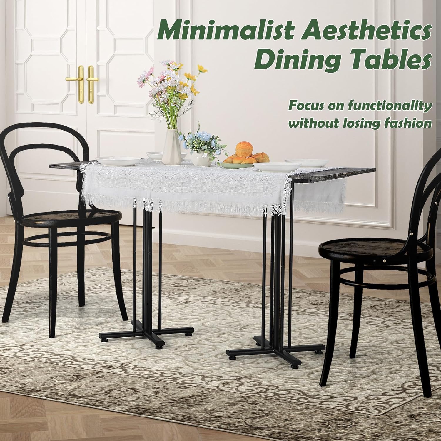 Small Dining Table for 2 Square Kitchen Table with Tablecover Modern Dinning Room Table for Dinner Leisure, 23.6" Pedestal Dining Table with Sturdy Base for Living Room, Cafe, Gray