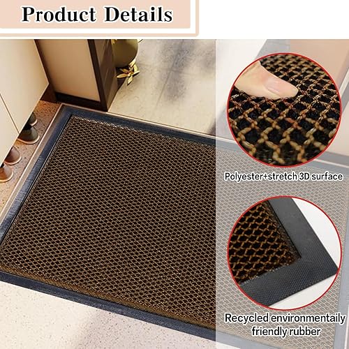 Miniatura 4 de ORTIGIA Tapetes para puerta de entrada, elásticos, ecológicos para puerta delantera, para entrada exterior, antideslizante, duradero, fácil de