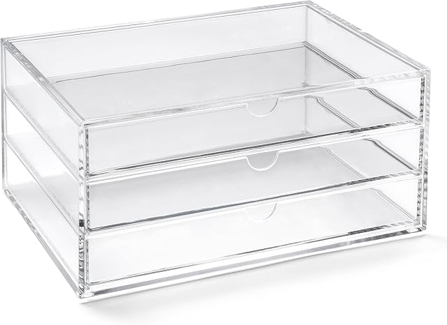 OSCO Large Clear Acrylic Triple Drawer