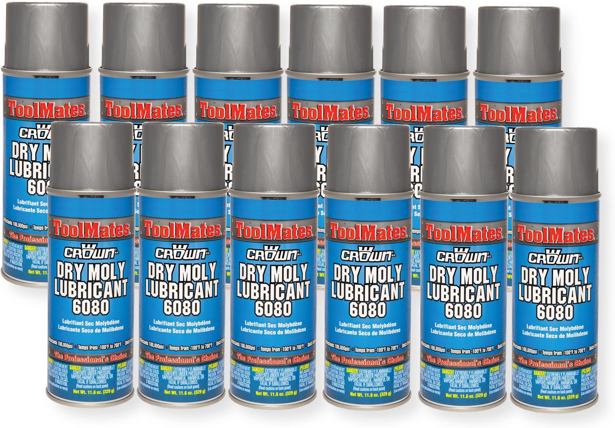 Crown Dry Moly Lubricant Aerosol Spray, 11.6 Oz, Pack of 12 Cans