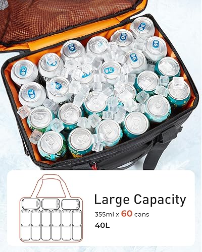 Miniatura 5 de TOURIT Lonchera térmica con lados blandos 4860 latas gran bolsa de almuerzo plegable, caja de hielo, 8.410.6 galones enfriadores sin fugas y