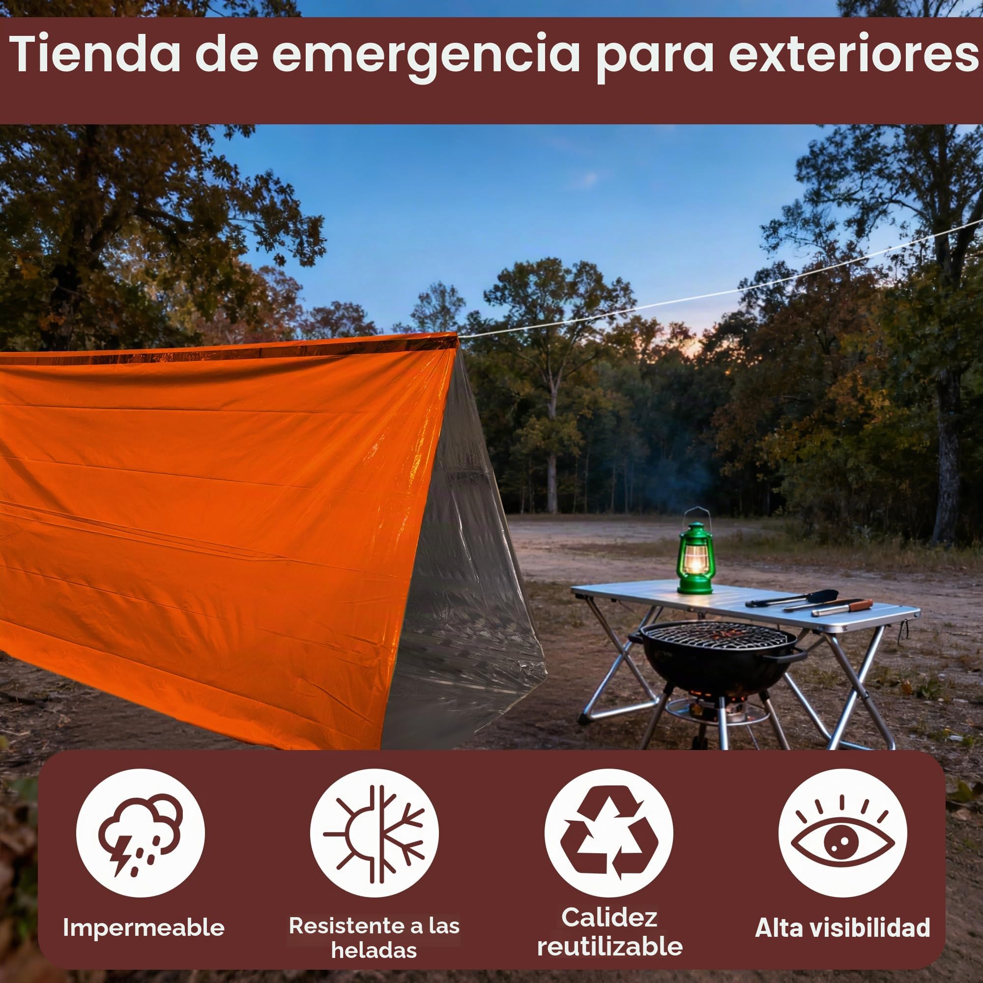 Deecam Tienda de Emergencia, Refugio Térmico de Rescate con Manta Térmica, Tienda Plegable de Supervivencia para Aventuras de Camping y Senderismo al Aire Libre