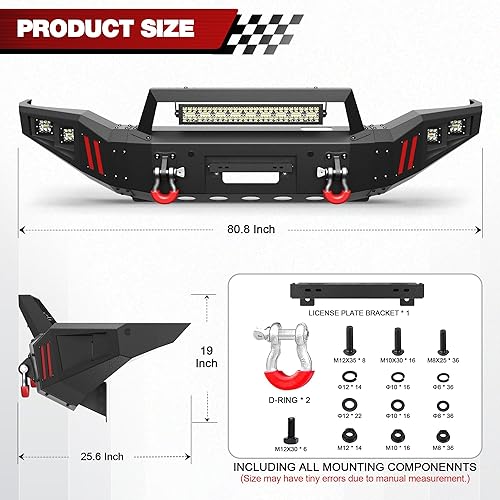 Miniatura 4 de Parachoques delantero compatible con Toyota Tundra 2007-2013, parachoques negro texturizado de ancho completo para Tundra 2007 2008 2009 2010 2011