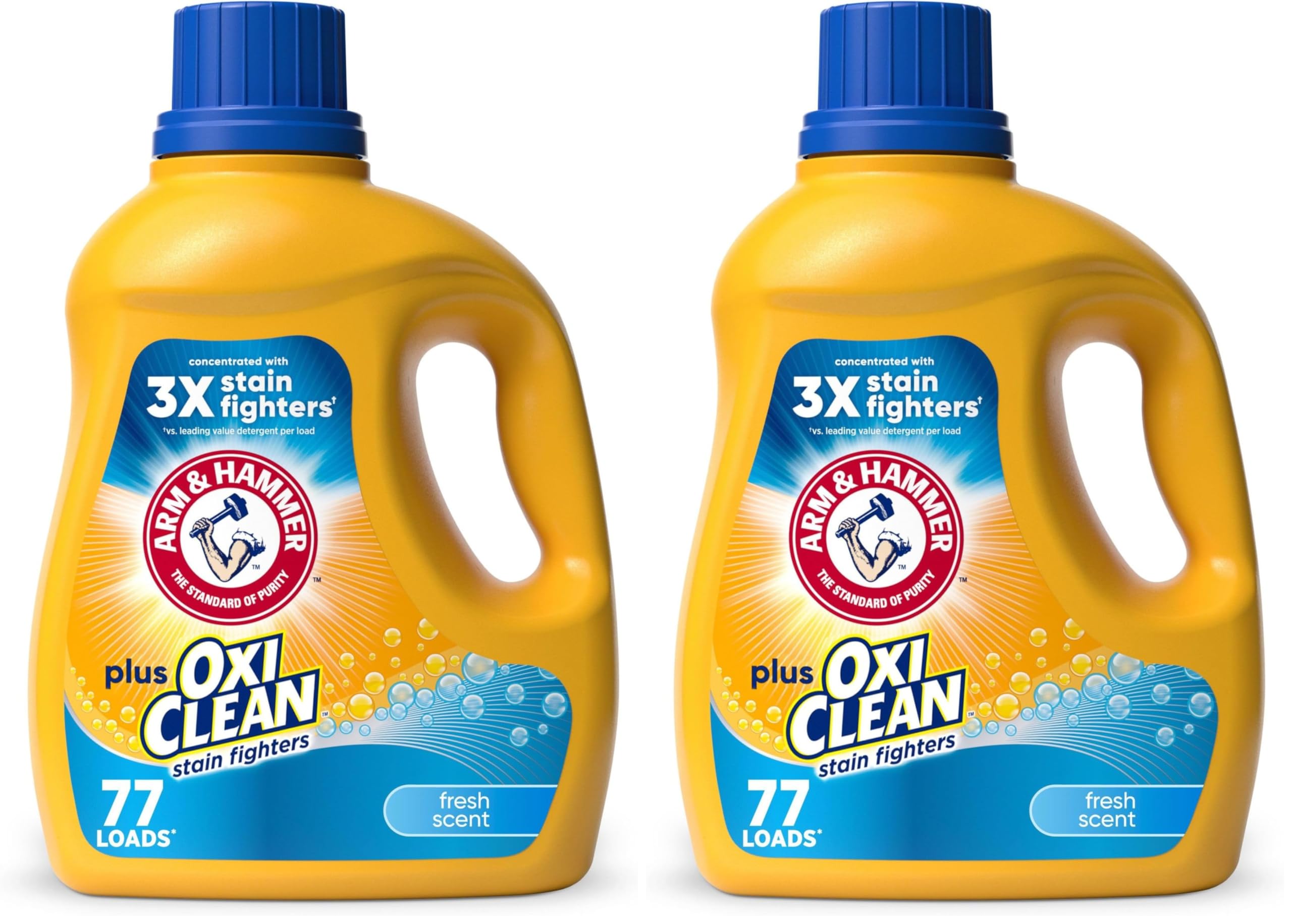 Arm & Hammer Plus OxiClean Fresh Scent, 77 Loads Liquid Laundry Detergent, 100.5 Fl oz (Pack of 2)