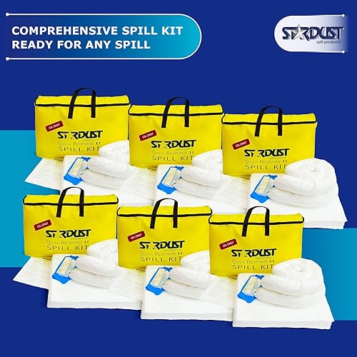 Miniatura 2 de Stardust Spill Products - Paquete de 6 unidades, kit de respuesta rápida solo para derrames de aceite, el paquete incluye bolsa de lona amarilla,