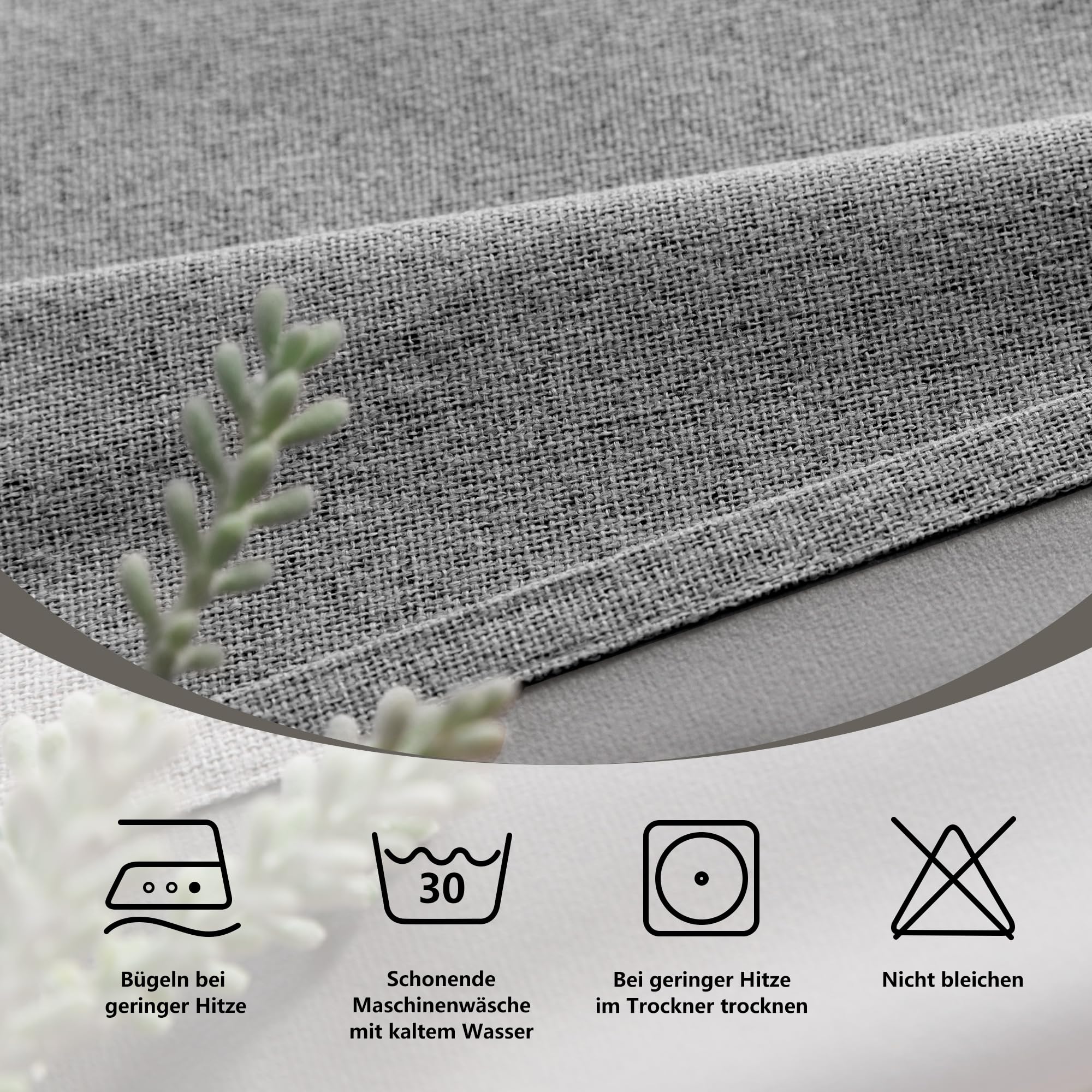 MYSKY HOME Rideau Gris Foncé Occultant Thermiques 140x175(LxH) Rideaux Lin 30% Opaque à Oeillets Anti Froid Draperies Chaleur pour Chambre Salon Maison, Decoration Curtains Lot de 2
