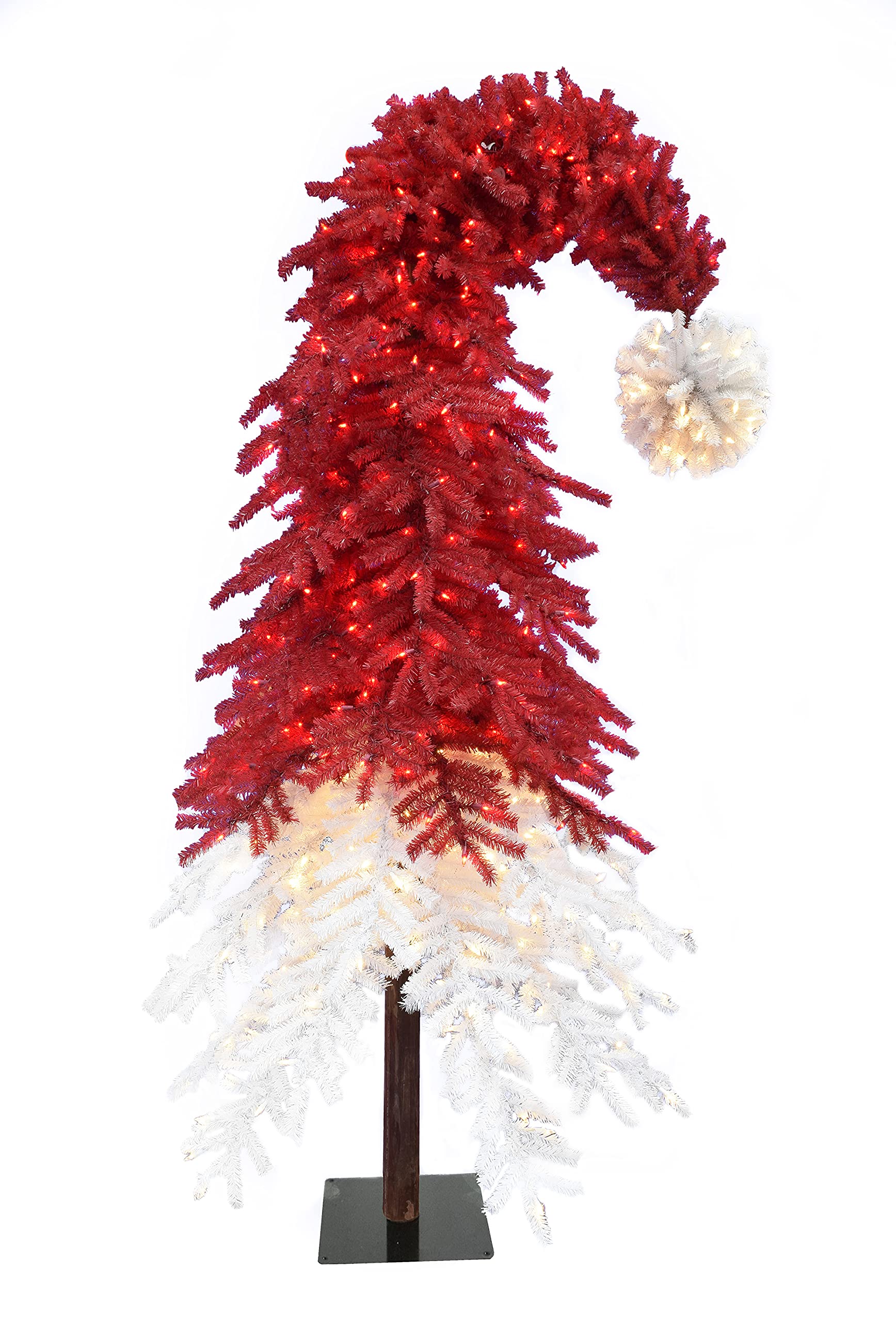 Perfect Holiday 9' Pre-lit Santa Hat Christmas Tree | 1992 Tips, Dia 54", 600 LED | Includes Metal Stand