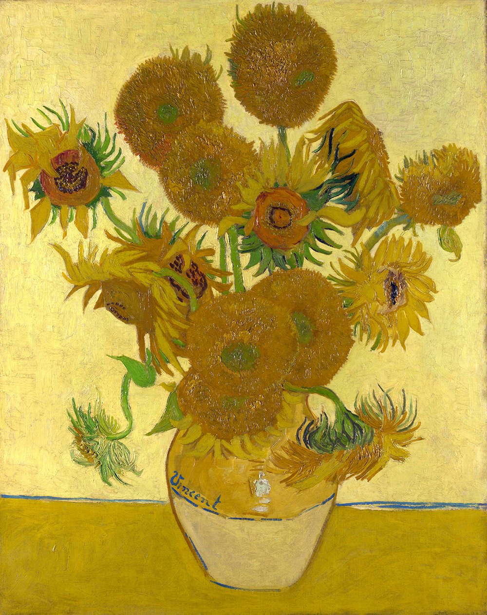 Tableau Vincent Van Gogh Les Tournesols cadre noir format medium pour décoration intérieure