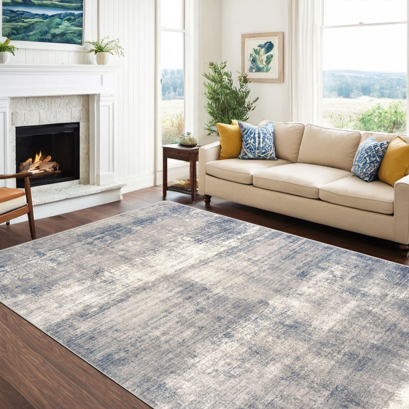 vivorug 9x12 Area Rugs for Living Room, Non Slip Machine Washable Modern Abstract Rug, Ultra-Thin Lightweight Large Area Rug for Bedroom, Dining Room,