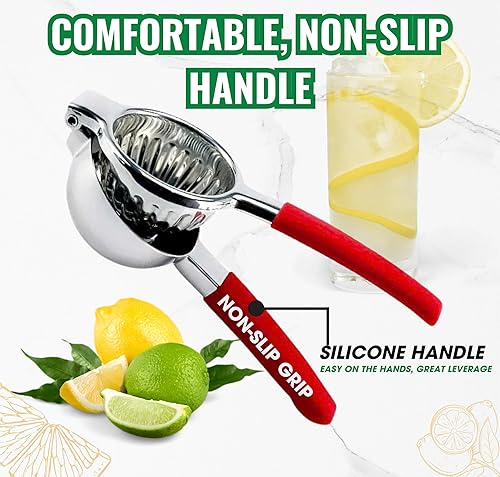 Miniatura 3 de Exprimidor de limón de mano de acero inoxidable, exprimidor de limón, exprimidor de lima con tamaño de tazón grande y asas antideslizantes,