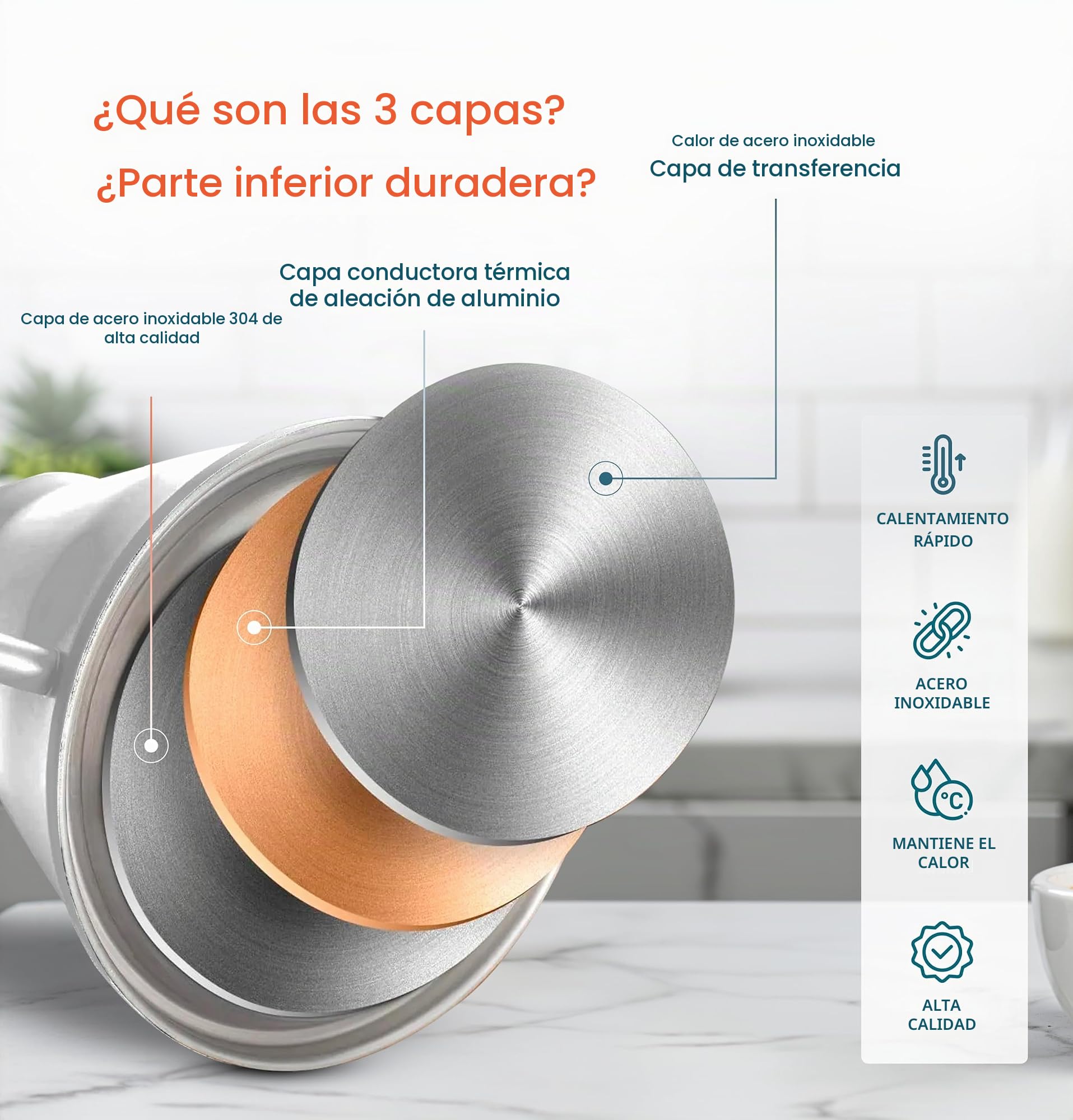 Kook Hervidor de cuello de cisne con termómetro, para verter sobre café y té, medidor de temperatura, eléctrico, gas e inducción, base de acero inoxidable de 3 capas, 27 onzas (blanco)