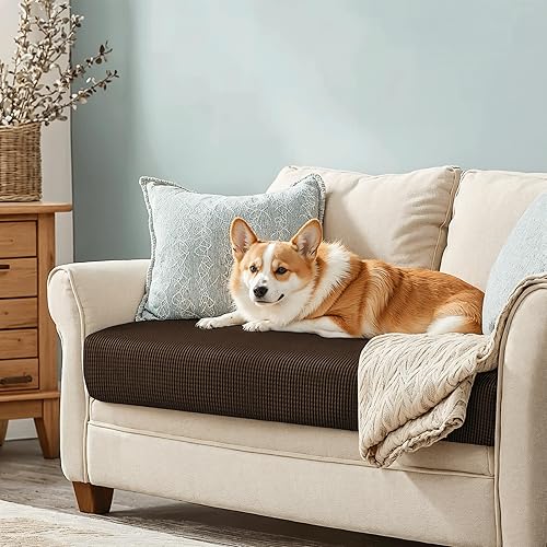 Vista 82 de CHUN YI - Funda elástica de cojín para sofá biplaza, funda de asiento de sofá con tela jacquard de elastano (mediana, color verde azulado) Verde