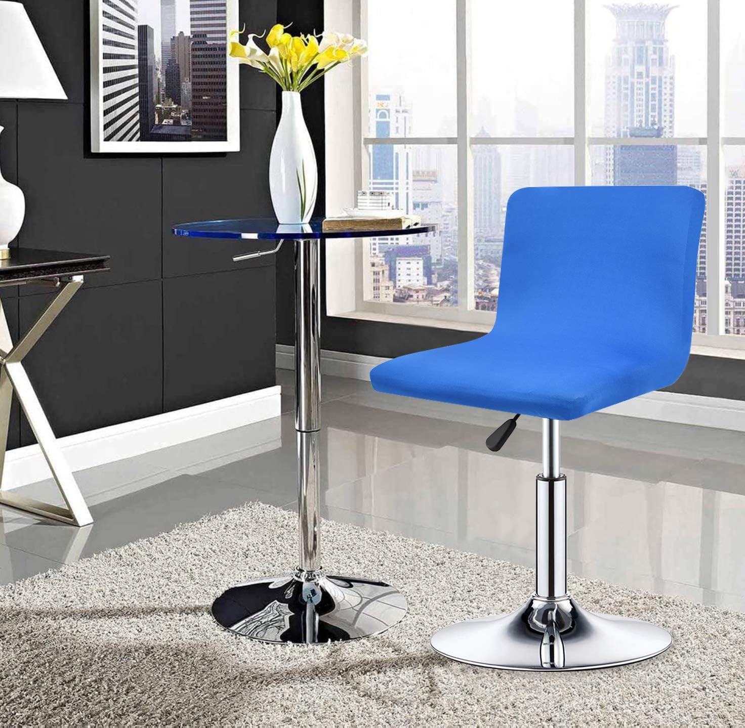 Deisy Dee Stretch Chair Cover Slipcovers for Low Short Back Chair Bar Stool Chair C114 (RoyalBlue)