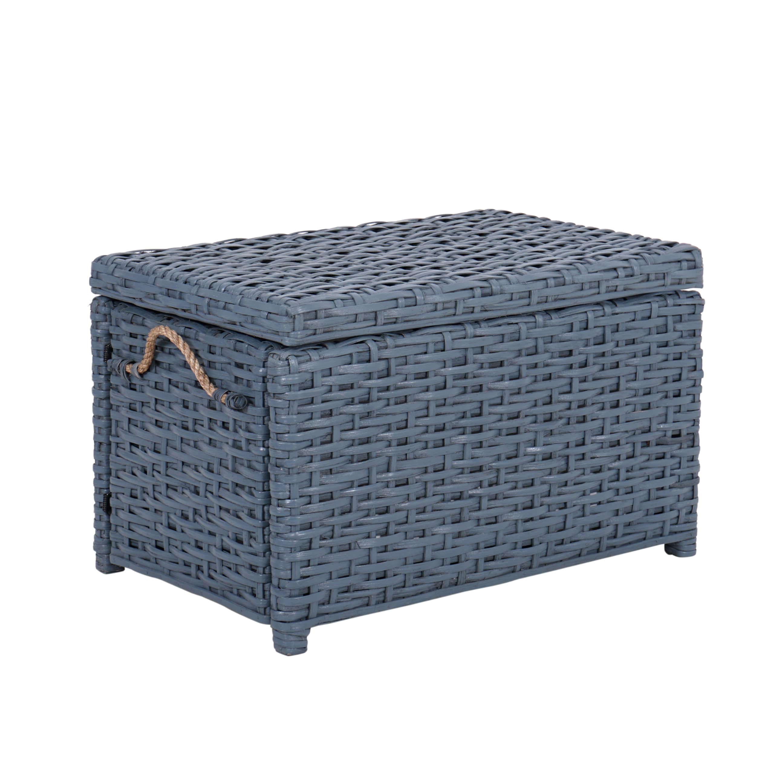 happimess Jacob 31.5" Collapsible Wicker Storage Trunk, Blue