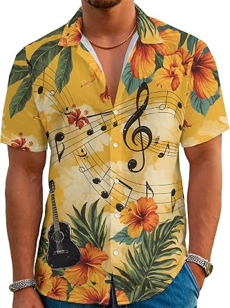 Mens Hawaiian Shirt Funny Beach Shirts for Men Button Down Short Sleeve Aloha Clothing Outfits