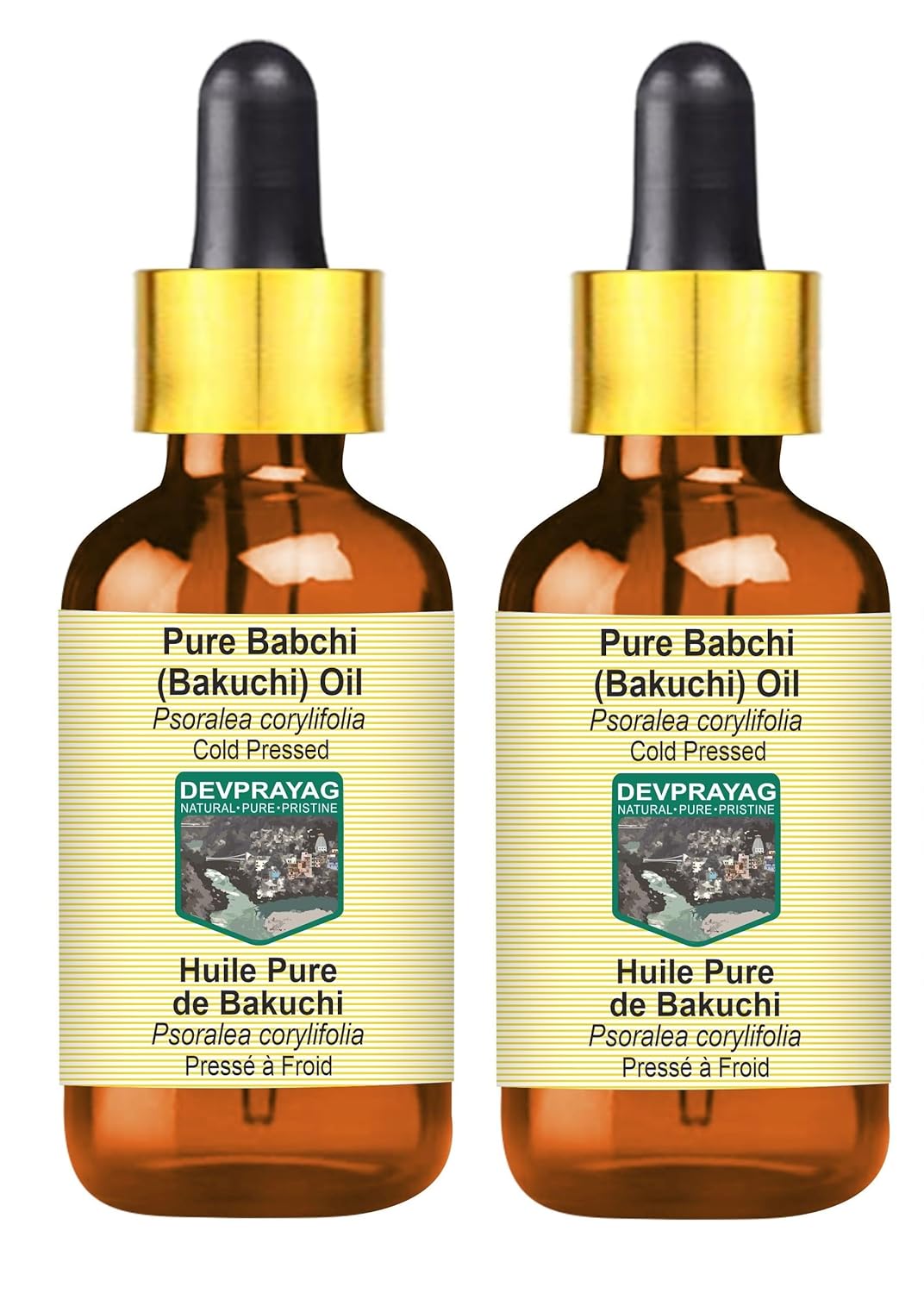 Babchi (Bakuchi) Oil (Psoralea corylifolia) with Glass Dropper | Cold Pressed | Pure | For Diluting Essential oils | Skin & Massage | Non-Sticky | Lightweight | Unisex | 100ml X 2 (6.76 oz)