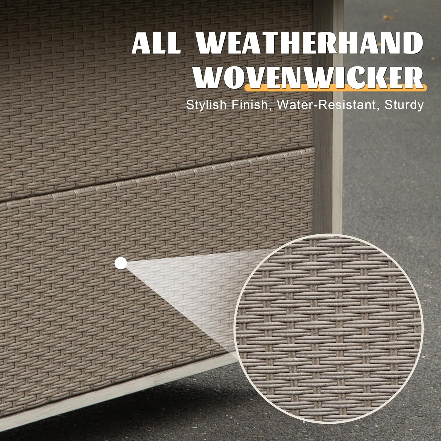 Domi Home Bar Unit，Modern Wicker Outdoor Bar Table with Aluminum Frame, Grill Table and Liquor Cabinet Bar for Patio, Home Kitchen, Dining Room, Living Room, Gray