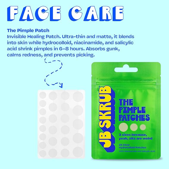 JB SKRUB Boys Acne Skincare Kit for Teens, Complete 4-Step Routine: Face Wash, Face Lotion, Cleansing Pads and Pimple Patches, Starter Set