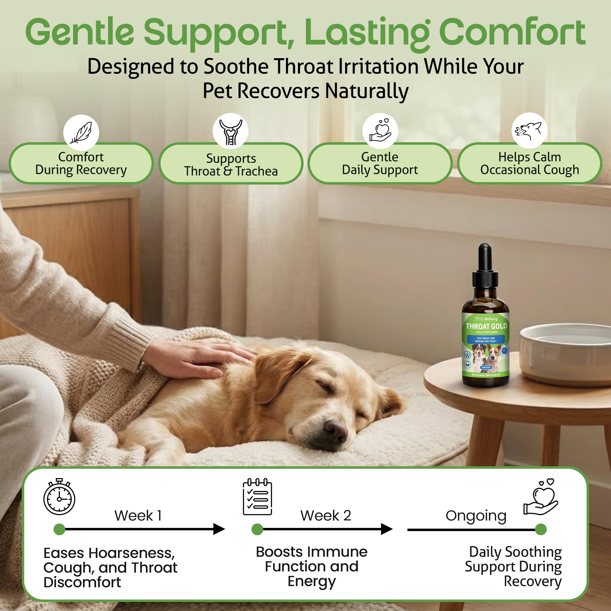 Pet Wellbeing Oro Gola per I Cani - La Tosse A Base di Erbe Naturali, La Gola E Il Supporto Respiratorio per I Cani -