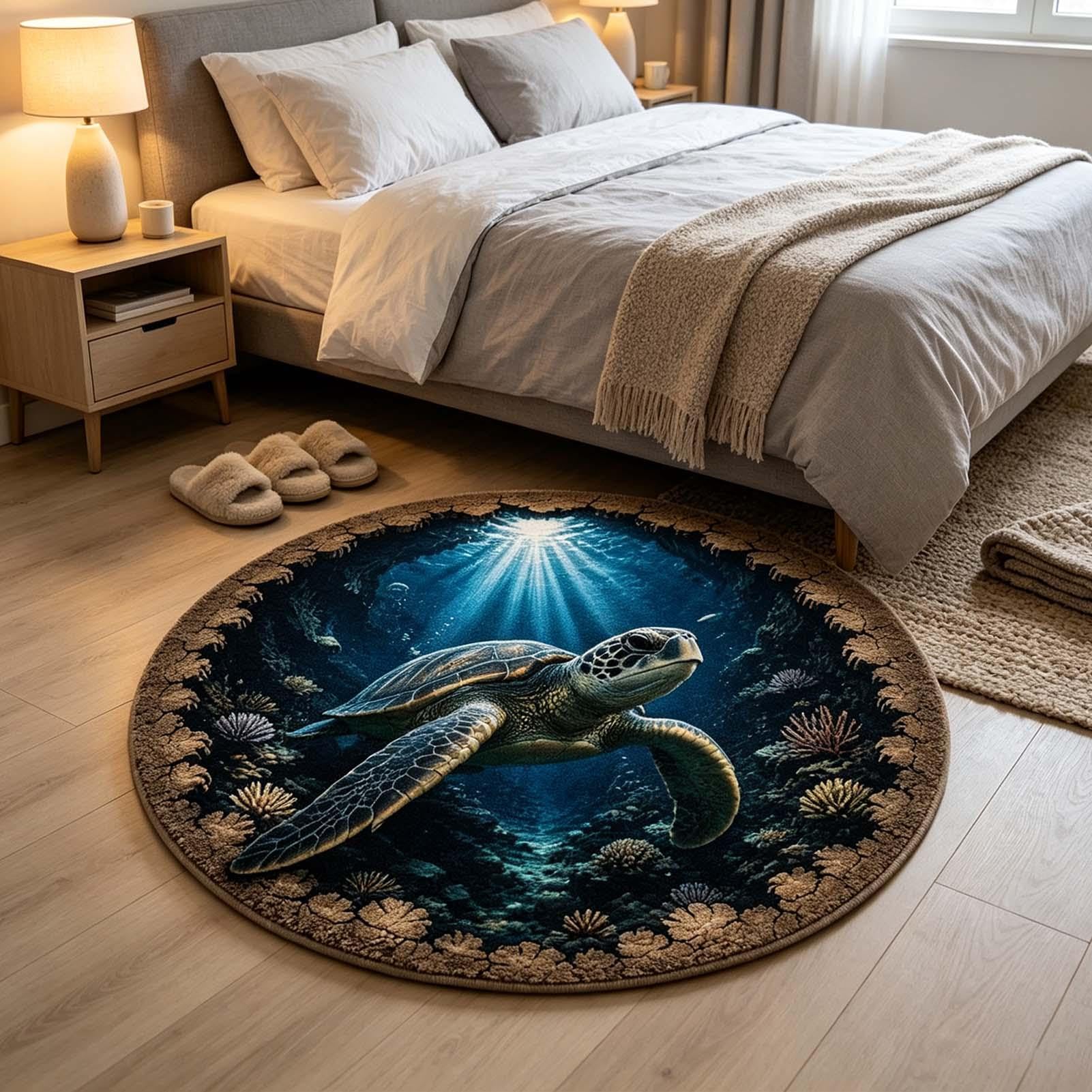 Alfombra Bajo El Mar Antideslizante Suave de Animales Marinos con Ilusión