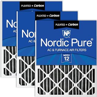 Nordic Pure 20x25x2 (19 1/2 x 24 1/2 x 1 3/4) Furnace Air Filters MERV 12 Pleated Plus Carbon 3 Pack