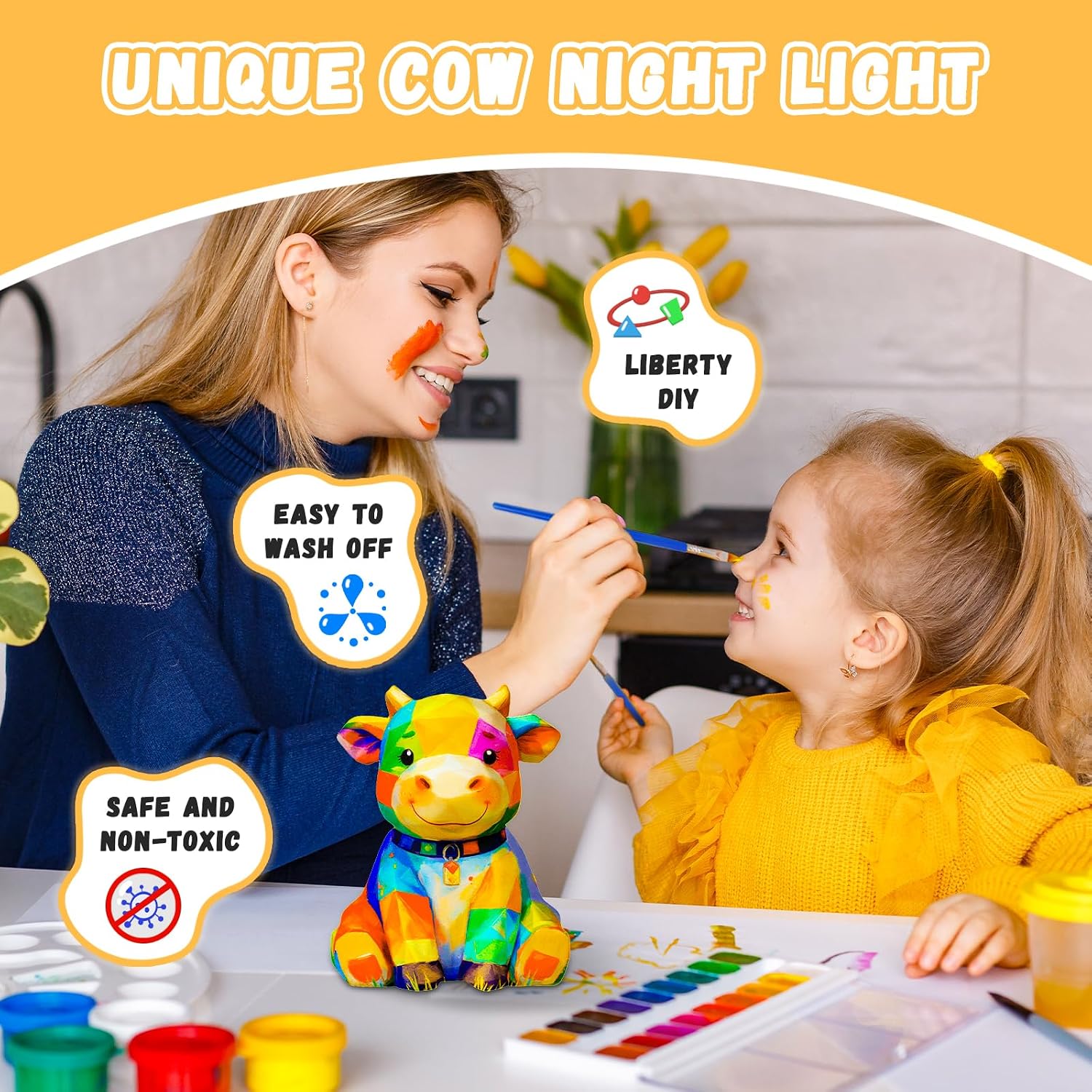 Paint Your Own Cow Lamp Kit, DIY Painting Night Light Craft Kits for Kids image 2