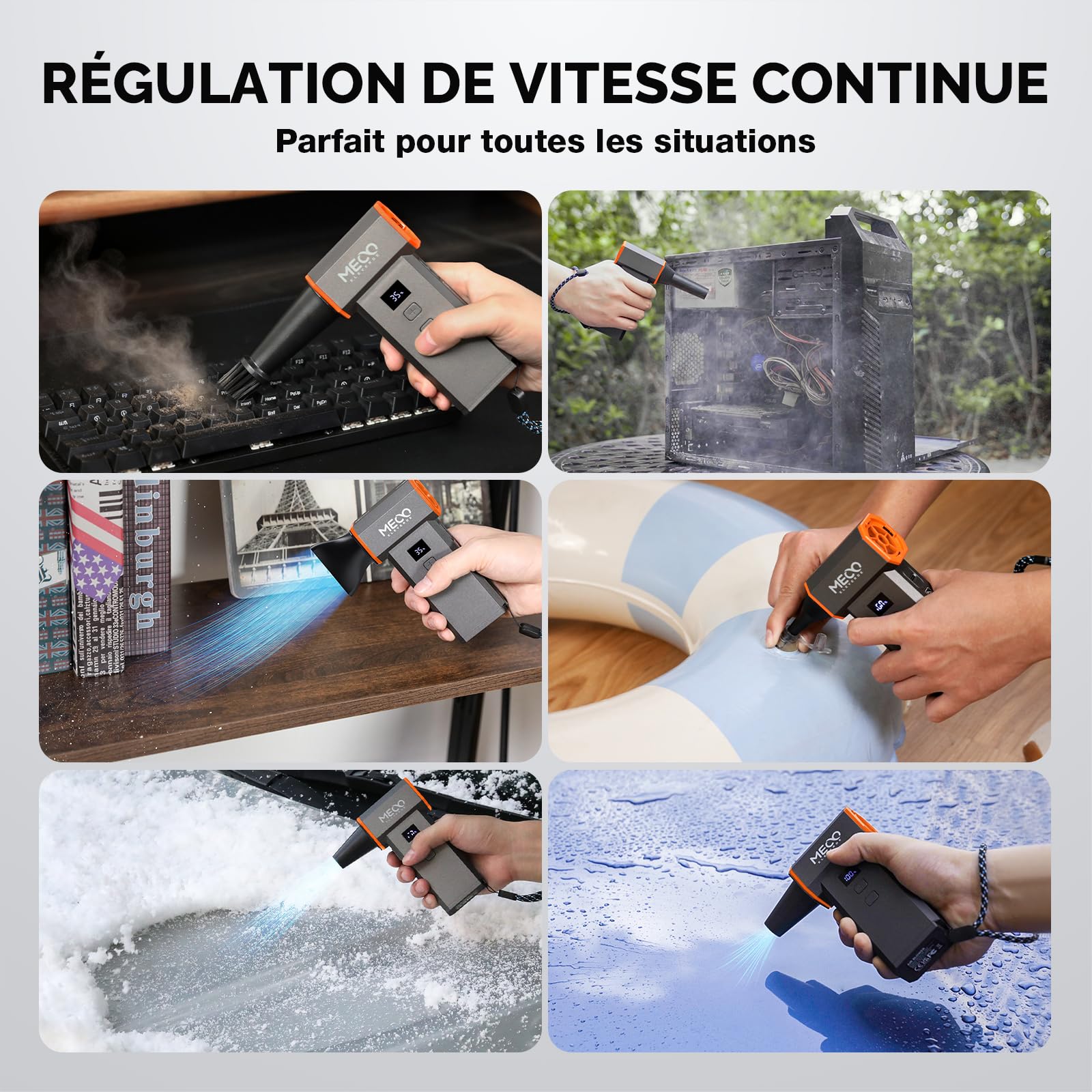 Dépoussiéreur électrique sans fil 220 000 tr/min super puissant, moteur sans balais rechargeable, ventilateur durable, vitesse réglable en continu pour ordinateur, clavier, extérieur, maison et