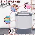Pyle Portable Washing Machine, 2 in 1 Compact Portable Washer and Dryer with Twin Tubs, 7.7lbs. Capacity, 110V – Ideal for Dorms, Apartments, RVs & Small Laundry Loads