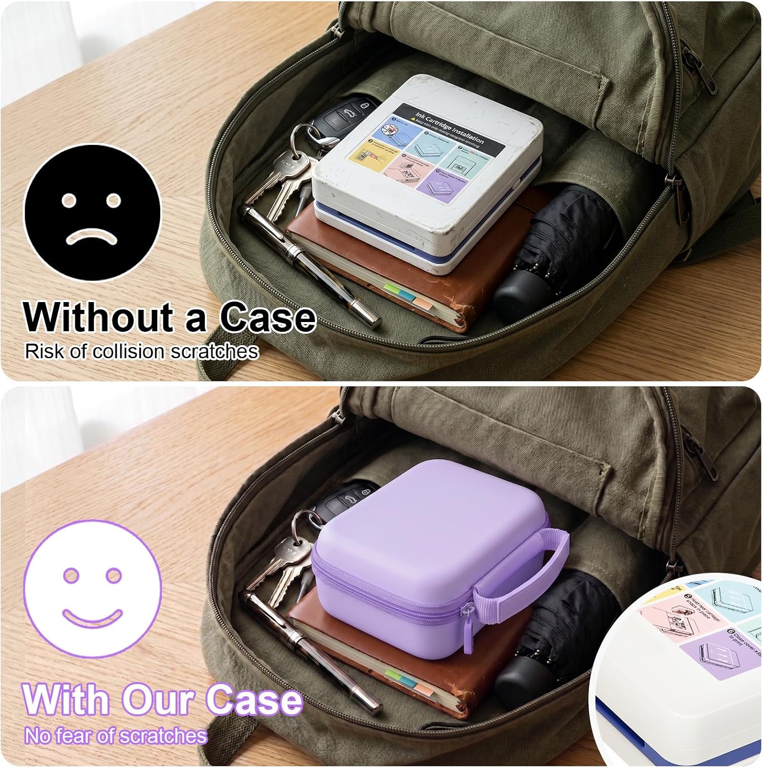 ANKHOH Carrying Case for Nelko PP01/PP03 Portable Photo Printer, Travel Storage Organizer Bag with Custom Fit for Printer, Sticky Paper, Cable - Durable EVA Hard Shell Case (Box Only)