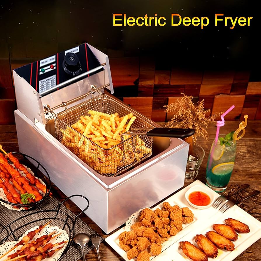Amazon.co.jp: 業務用ステンレス鋼電気フライヤー、バスケットと蓋付き