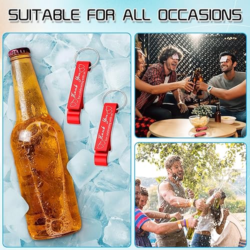 Miniatura 3 de Dandat 100 Piezas Llavero Abrebotellas a Granel Recuerdos de Boda de Agradecimiento para Invitados Abridor de Vino y Cerveza de Aluminio Grabado