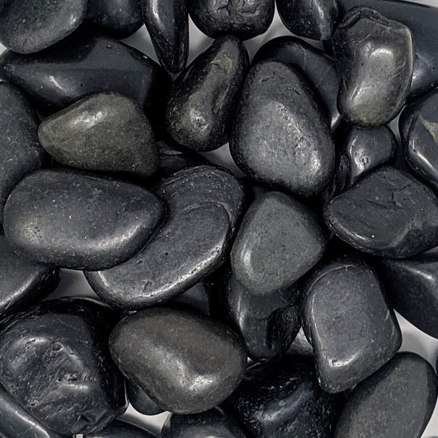 Natural Decorative Polished Black Pebbles 1" to 3" Size (5-lb Bag)