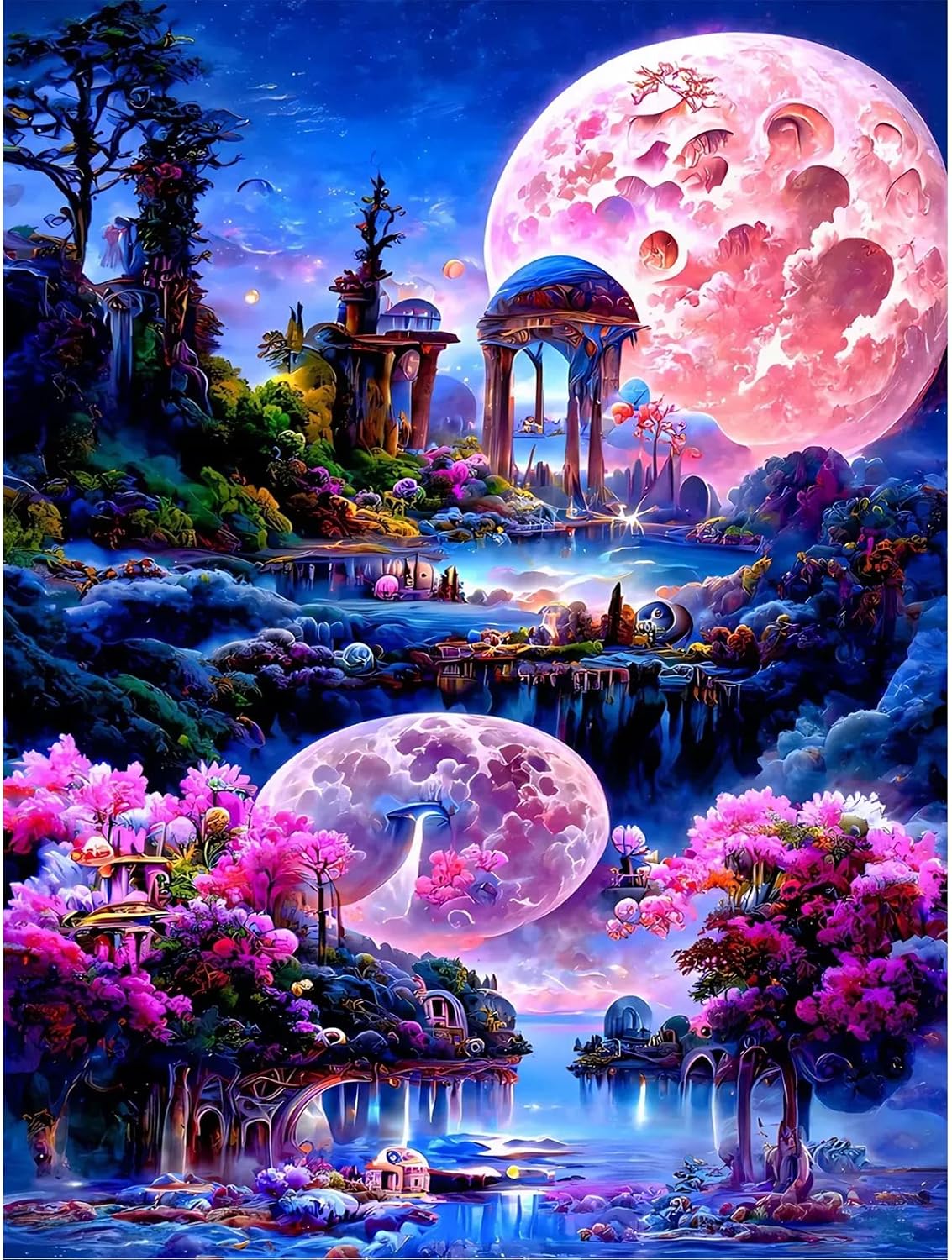 Eiazuiks Diamond Painting Kits For Adults, 5D Full Drill Diamond Art Moonlight Round