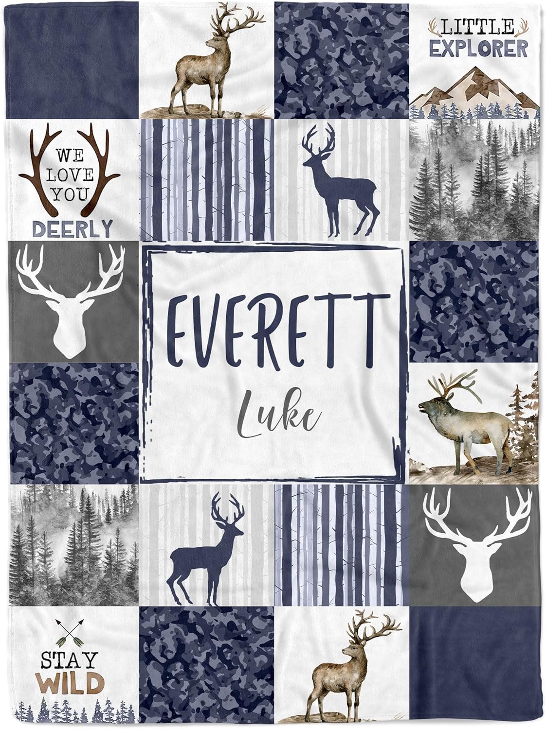 MDPrints Global Personalized Woodland Baby Blanket for Boys, Plush Fleece Blanket for Newborn Boy, Personalized Baby Gifts for Baby Shower, Stroller Blanket