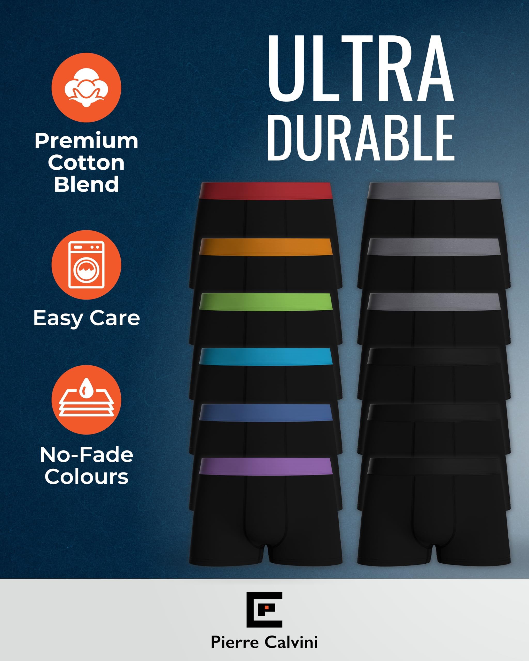 Pierre Calvini Boys Boxers (12 Pack) - Comfortable Cotton Rich Boys Boxer Shorts - Soft Anti Chafing Hipster Boys Underwear - Multipack Kids Boxers Briefs (5-13 Years)