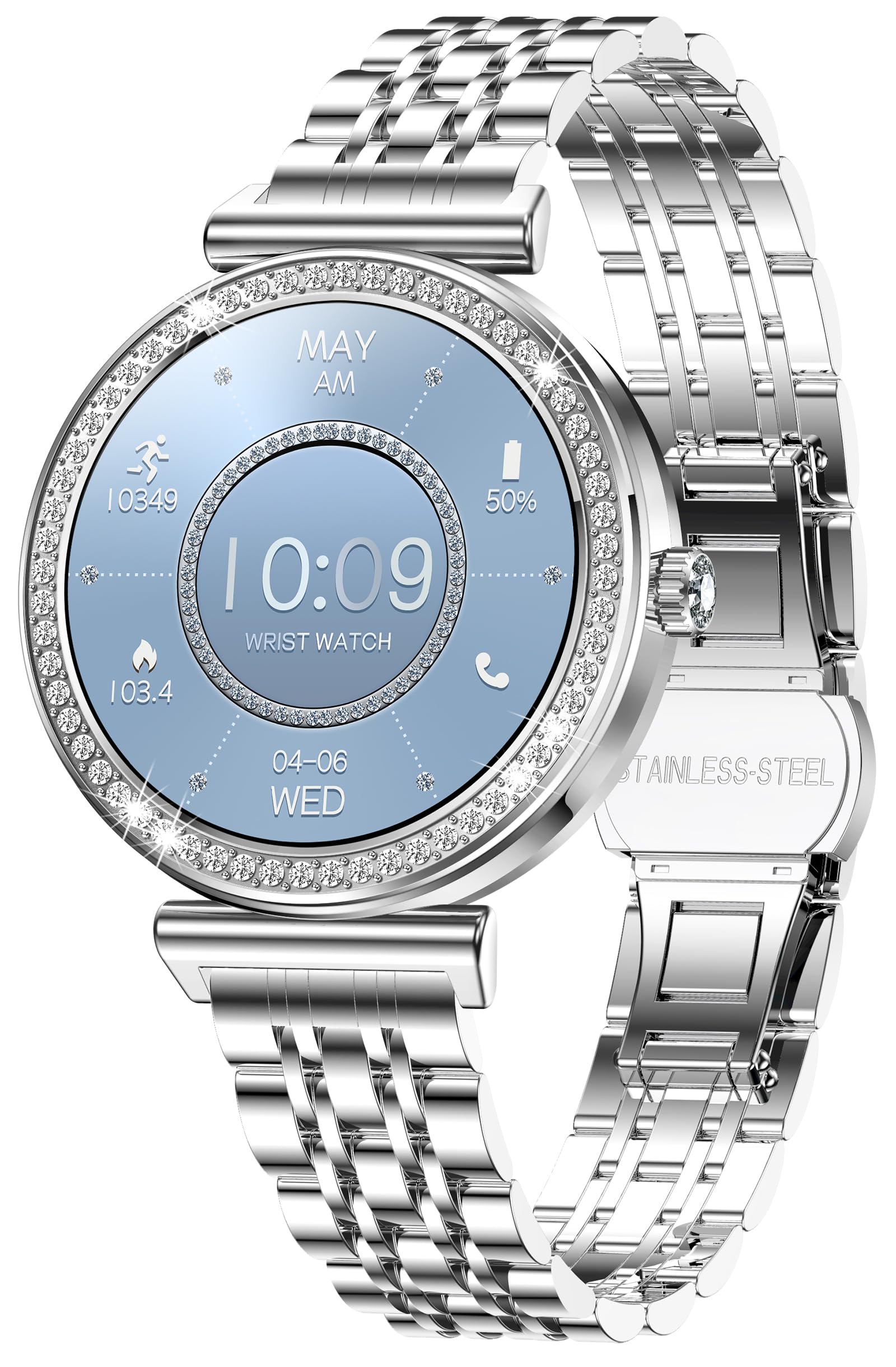 findtime Inteligentny zegarek dla kobiet, smartwatch do telefonów z systemem Android, iOS, wykonywanie/odbieranie połączeń, pulsometr, monitorowanie snu, tryby sportowe, powiadomienie SMS, krokomierz