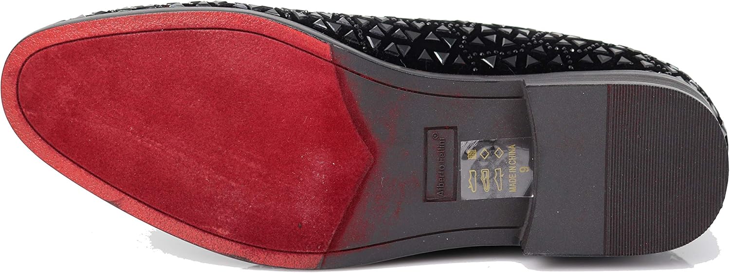 SPK27 Men's Rhinestone Sparkling Suede Dress Shoes Loafer Classic Designer Moccasins - Image 6