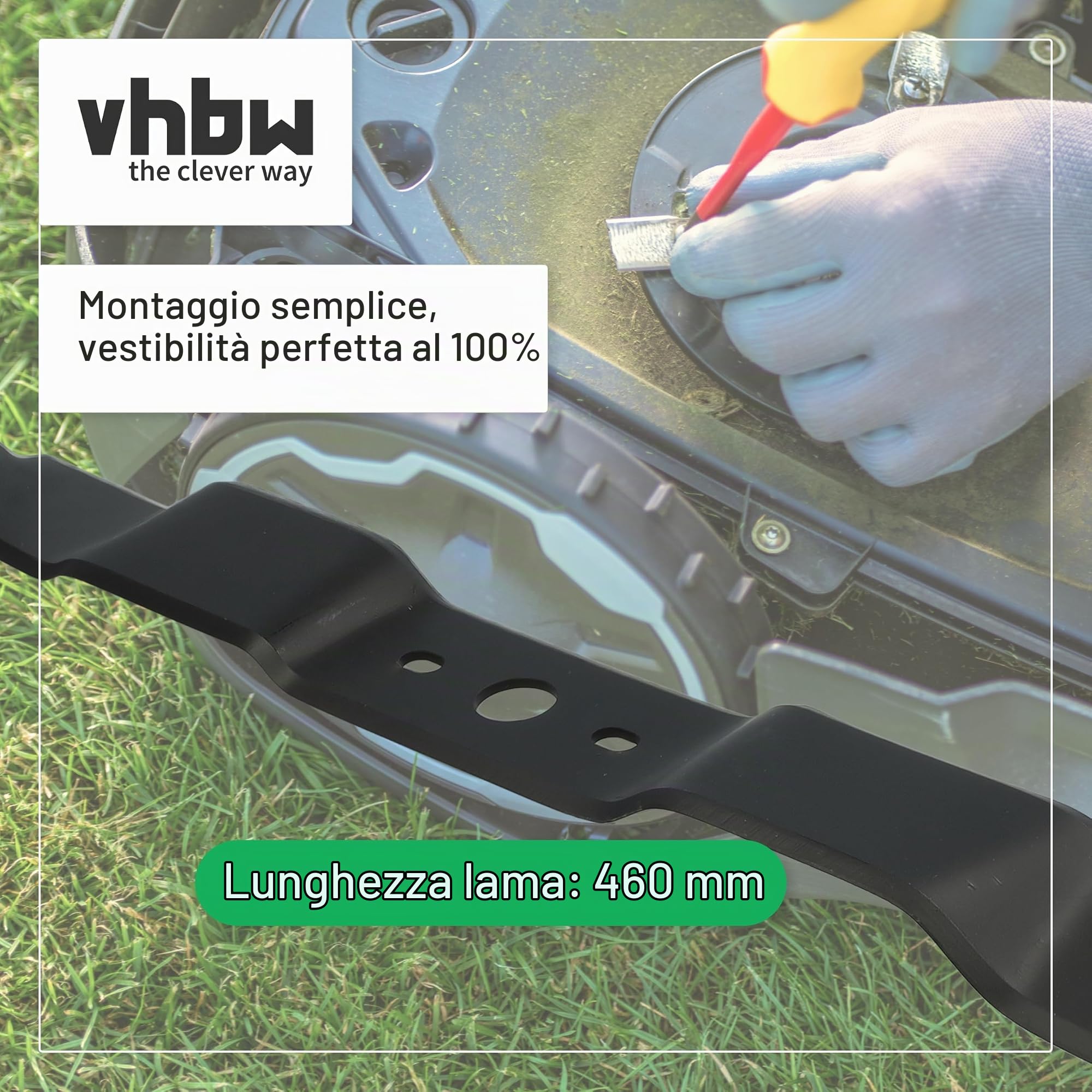 vhbw Lama di ricambio compatibile con Brill Steelline 46 XL RL 6.0, 46 XL 6.0, 46 XL R 6.0 tagliaerba - nero, in acciaio 40MnB