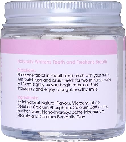 Miniatura 5 de Ecofam Tabletas de pasta de dientes masticables para niños, 90 pestañas naturales de goma de mascar  Tarro de vidrio sin residuos  Sin fluoruro  con